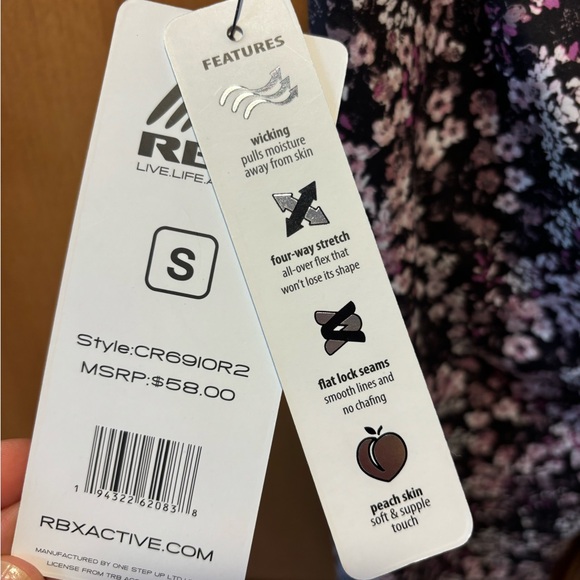 *NWT* Ladies RBX Capri Length High Waisted workout leggings. Purple. Size:S - Picture 3 of 4